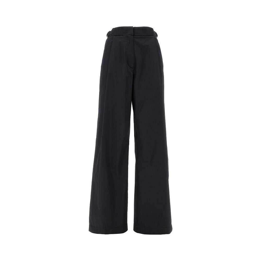 Cotton-blend wide leg pants