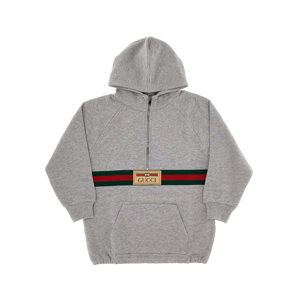 Web ribbon and logo label hoodie