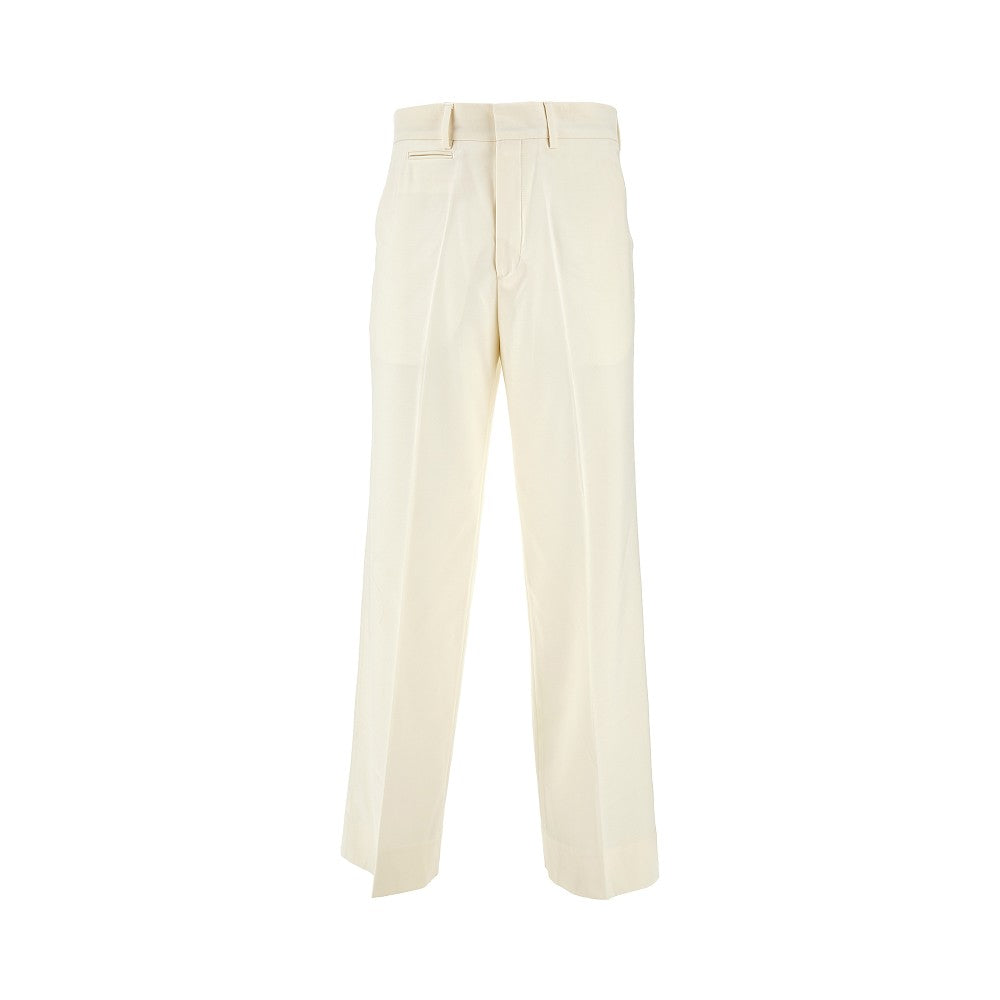 Pantalone a gamba dritta in lana stretch