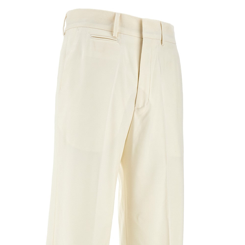 Pantalone a gamba dritta in lana stretch