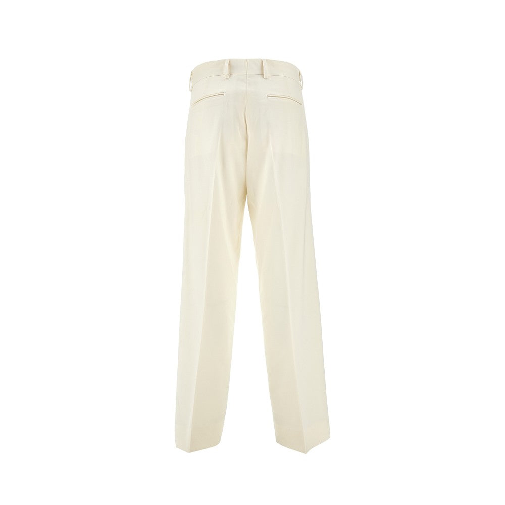 Stretch wool straight leg pants