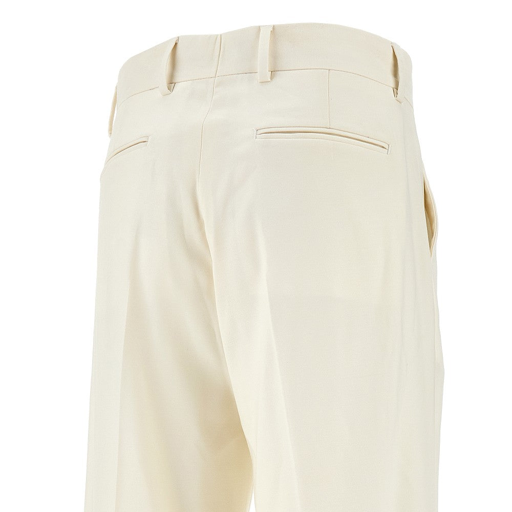 Pantalone a gamba dritta in lana stretch