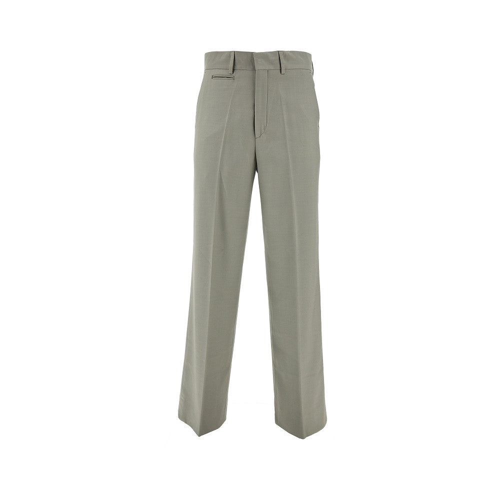 Stretch wool straight leg pants