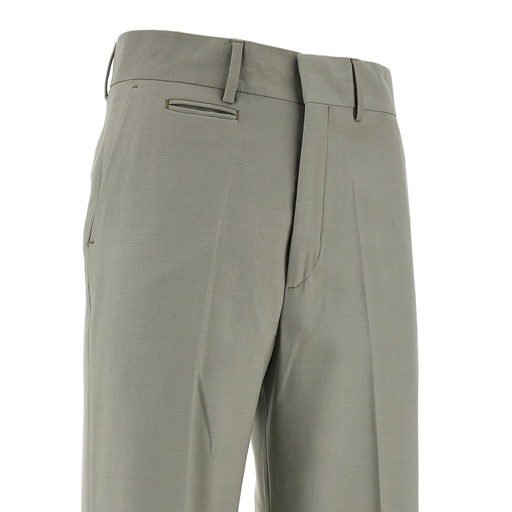 Pantalone a gamba dritta in lana stretch