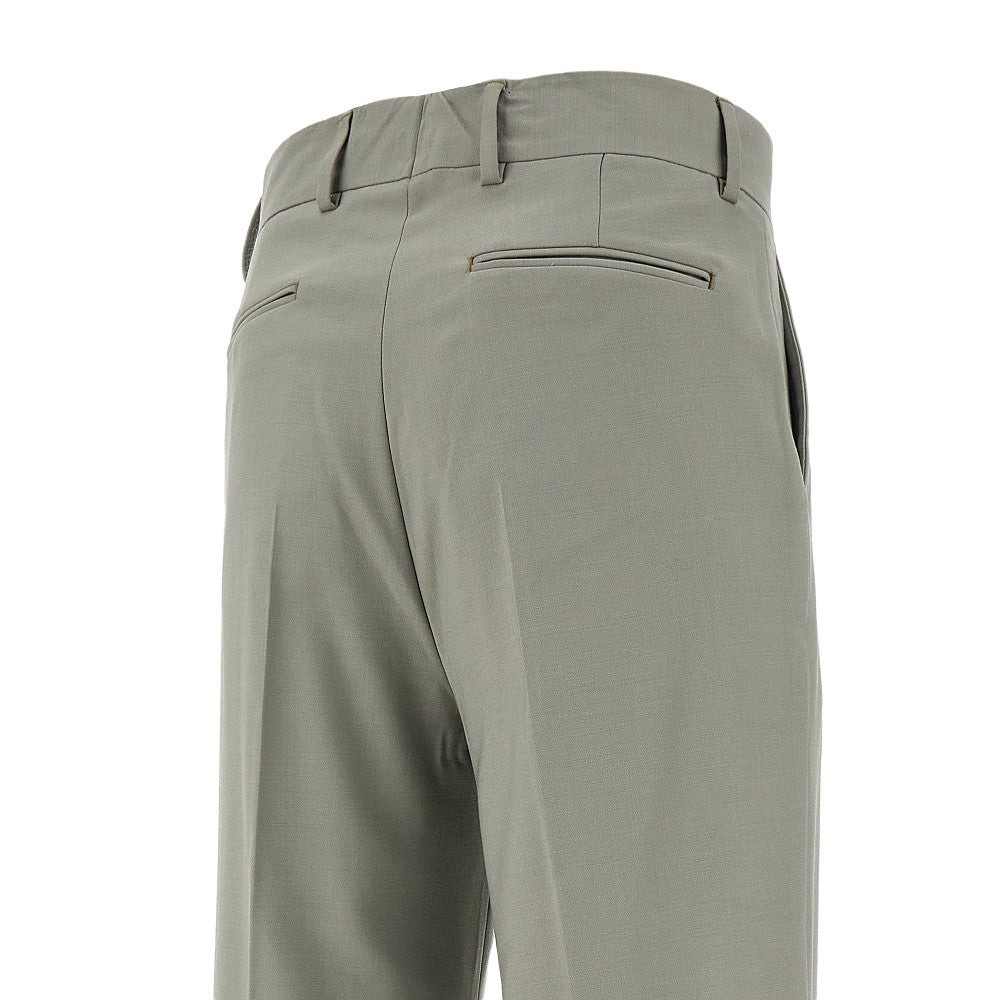 Pantalone a gamba dritta in lana stretch