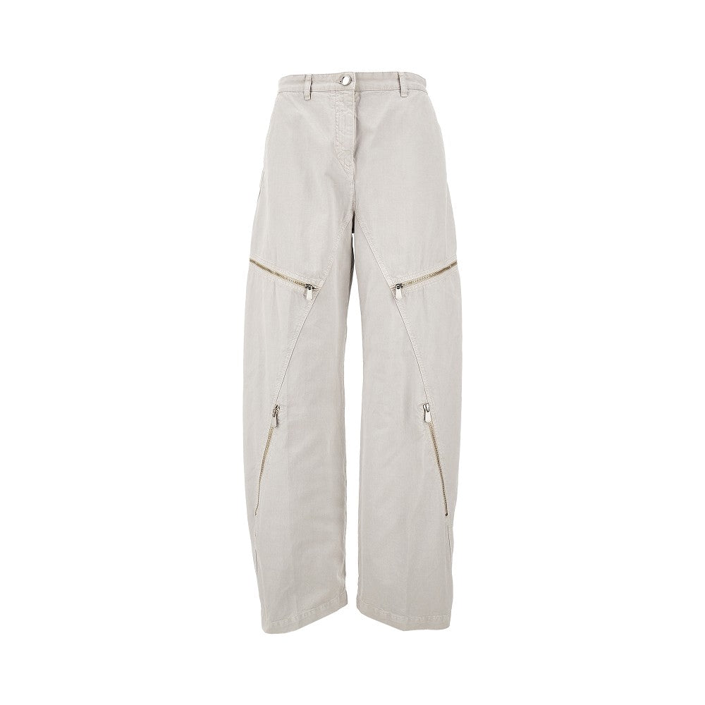 Pantalone ampio in gabardine con zip