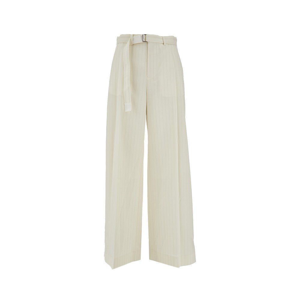 Pantalone in misto lana gessato