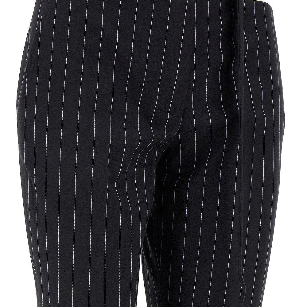 Pantalone in misto lana gessata con cinturino