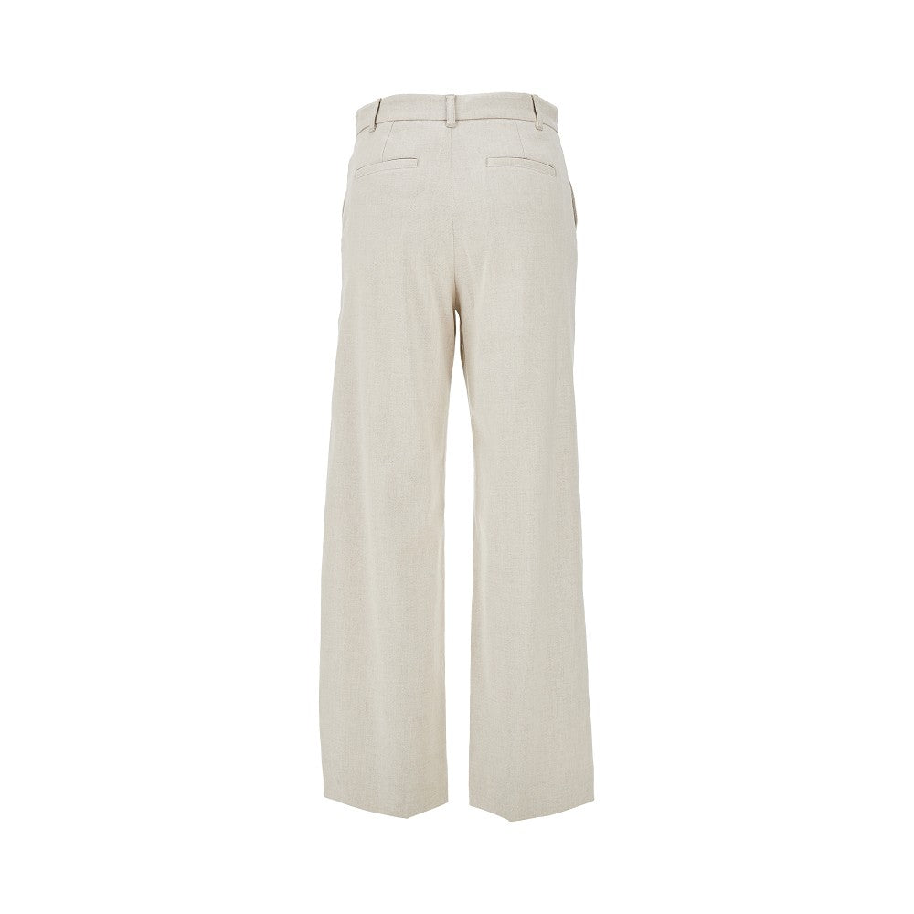 Pantalone in gabardine stretch di misto lino