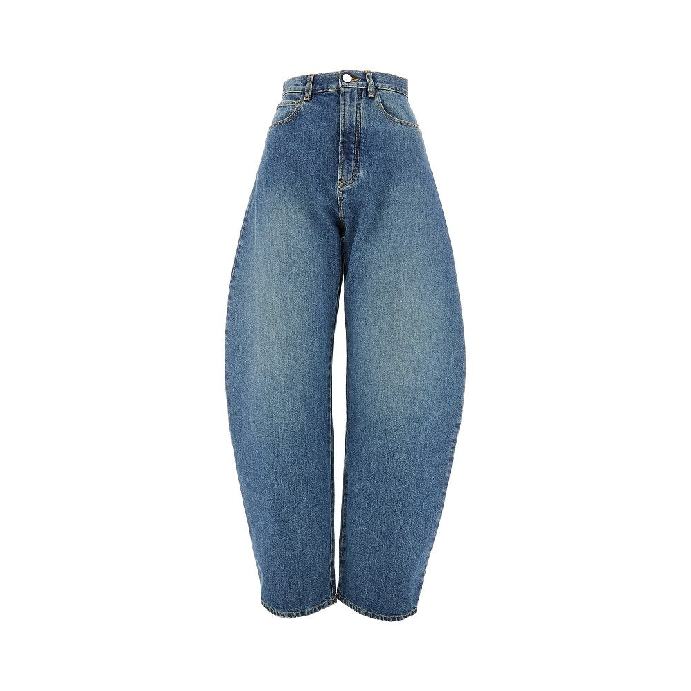 Jeans arrotondati in denim Stone Washed