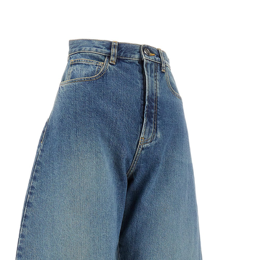 Jeans arrotondati in denim Stone Washed