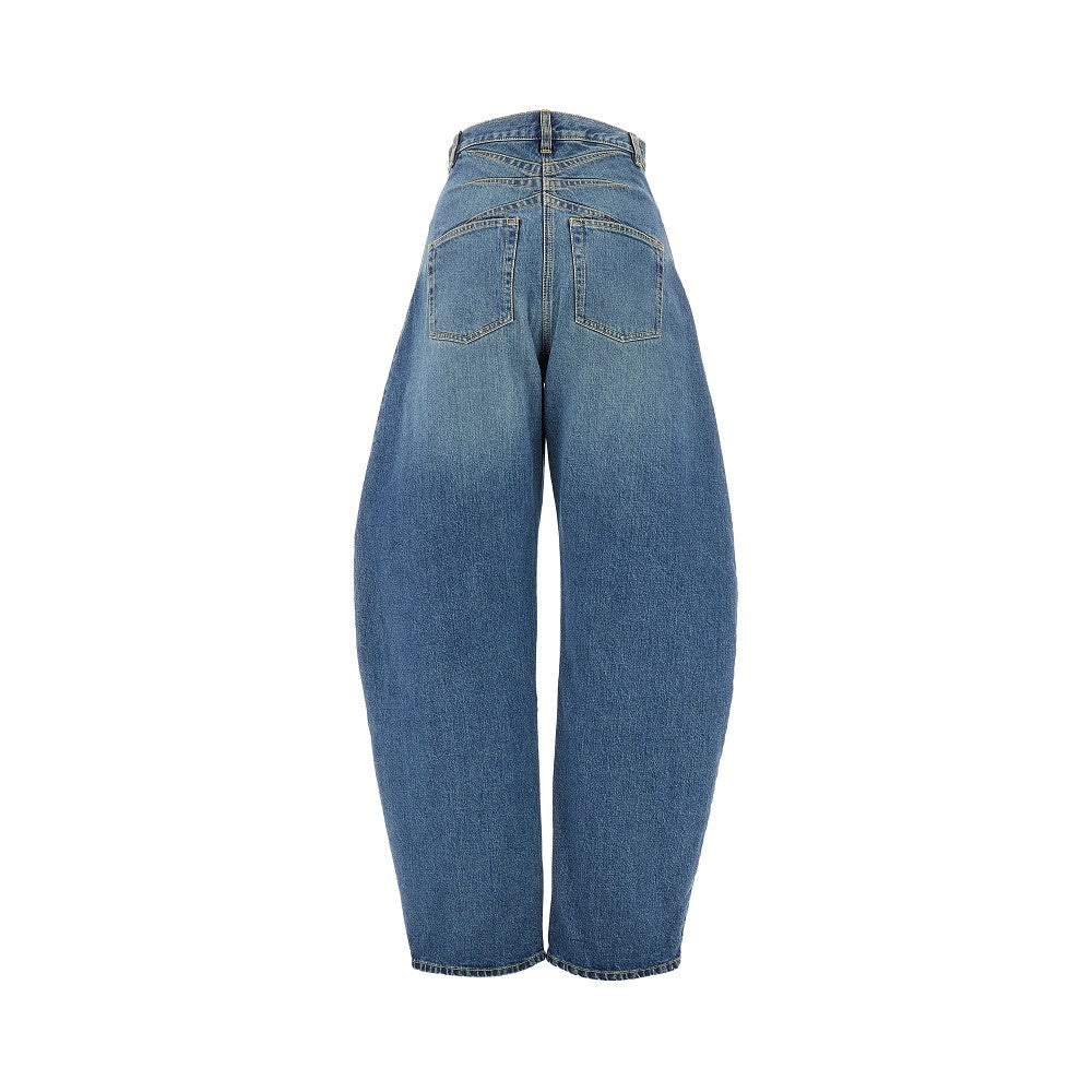 Jeans arrotondati in denim Stone Washed