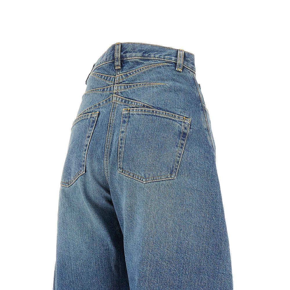 Jeans arrotondati in denim Stone Washed