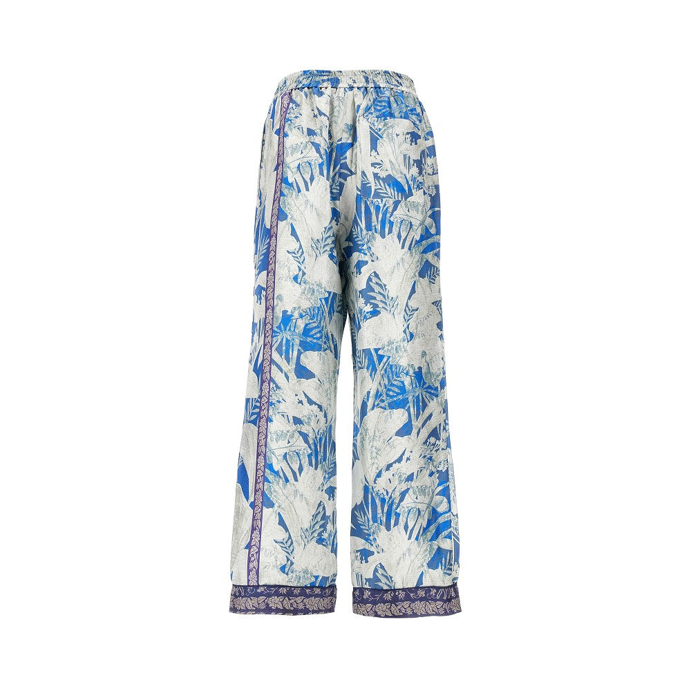 Printed silk wide-leg pants