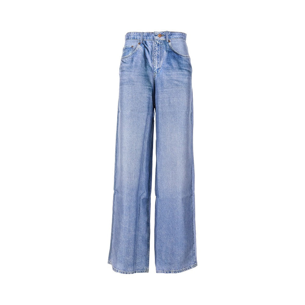 Pantalone in seta stampa denim