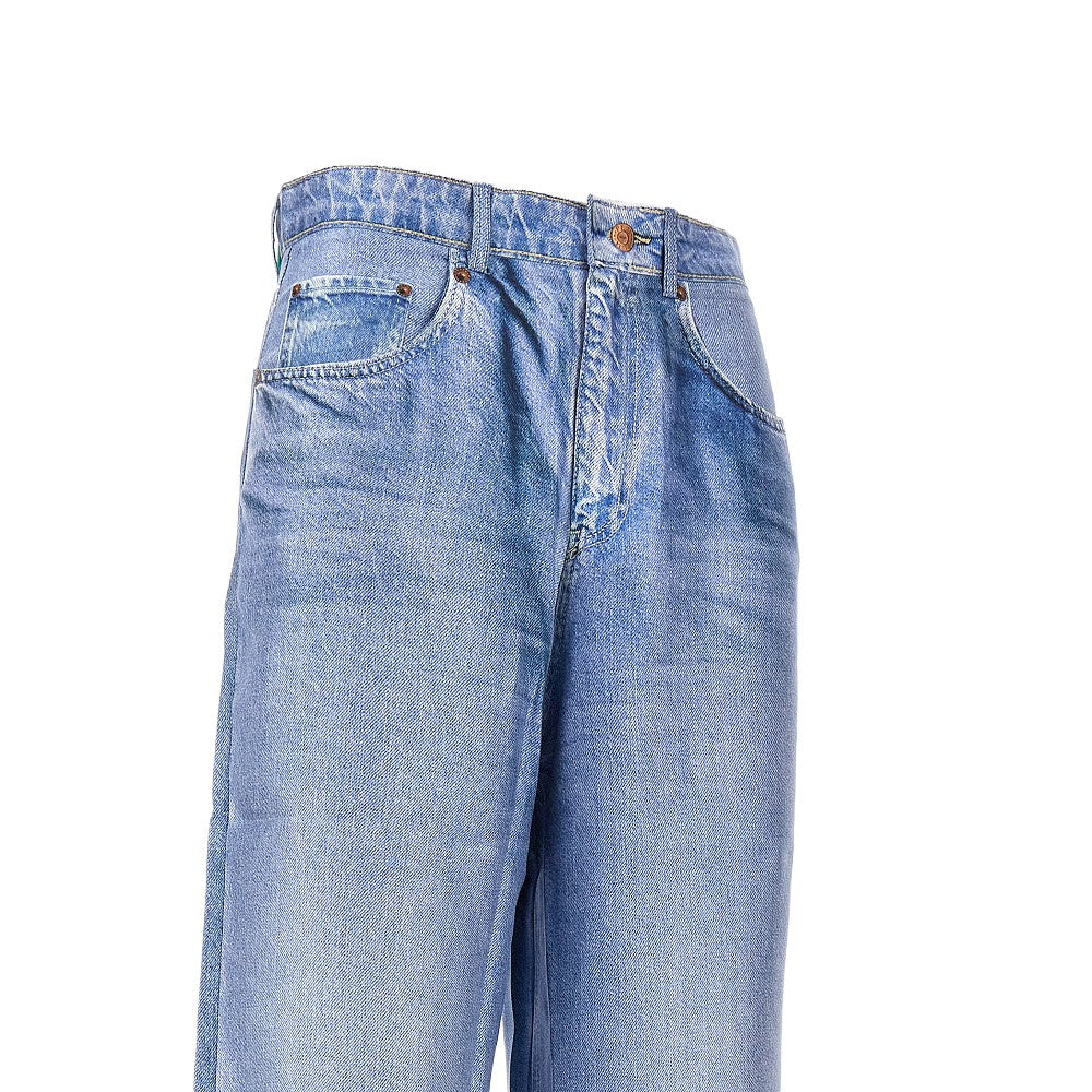 Pantalone in seta stampa denim