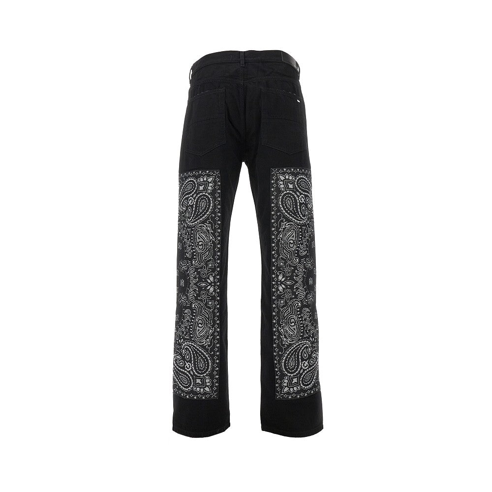 Bandana jacquard paneled denim pants