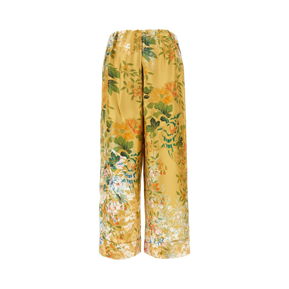 Floral print silk pants