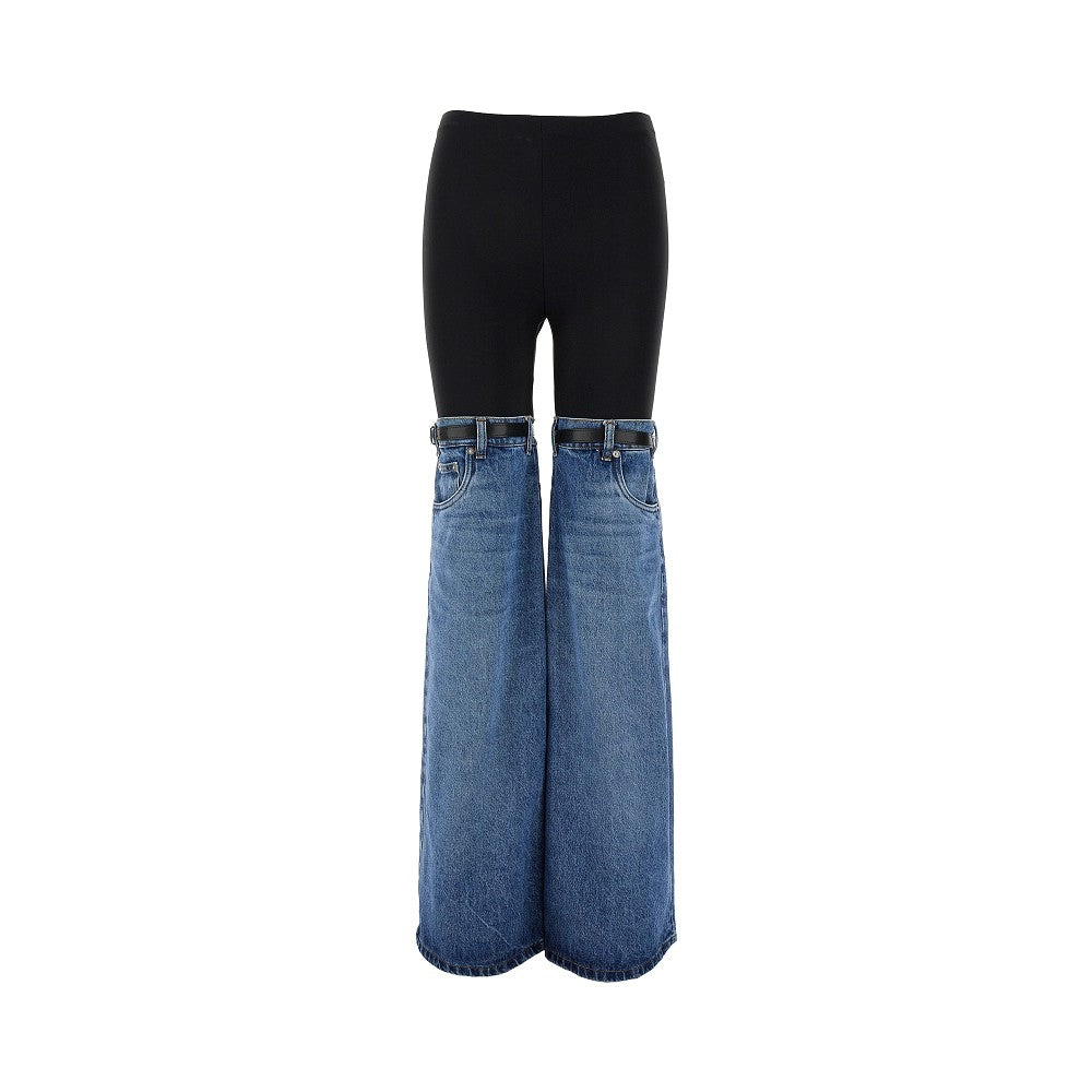 Pantalone Hybrid in denim e jersey