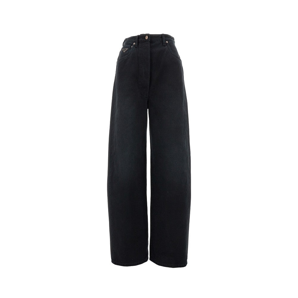 Black denim wide leg jeans