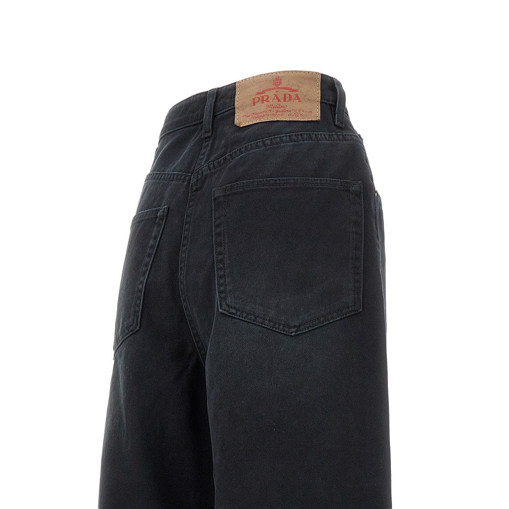 Black denim wide leg jeans