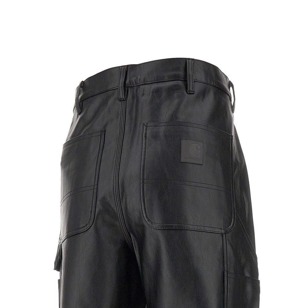 Faux leather &#39;Single Knee&#39; pants