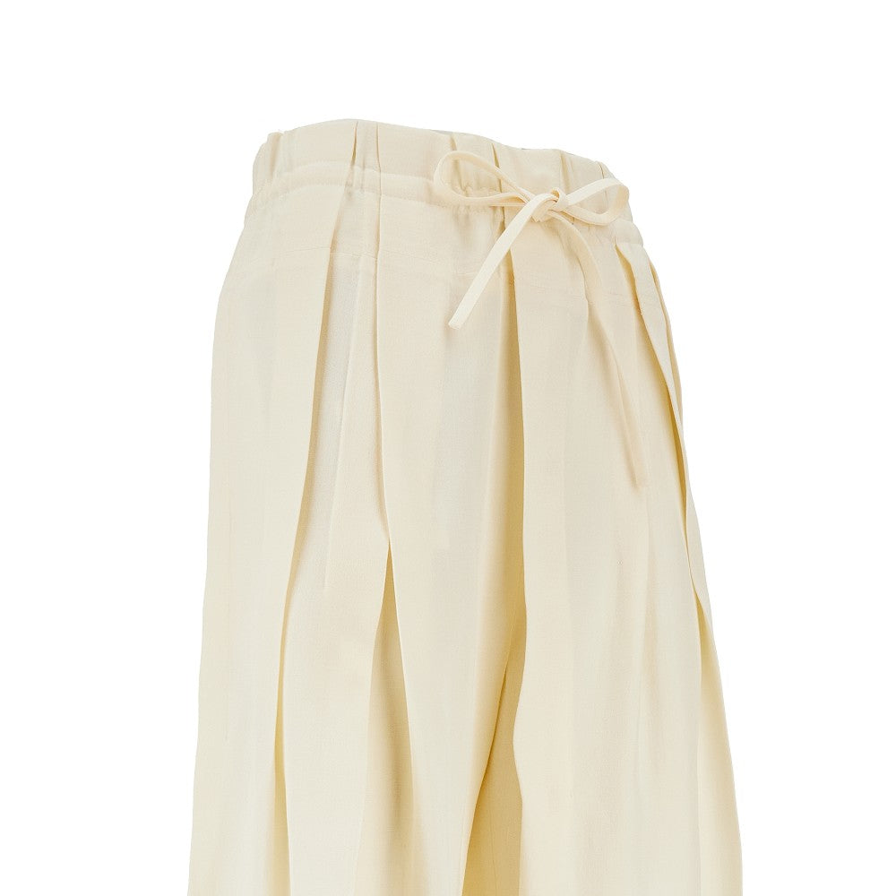 Silk-blend canvas pleated pants