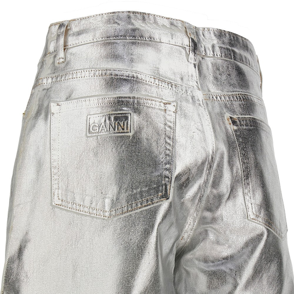 Metallic denim jeans