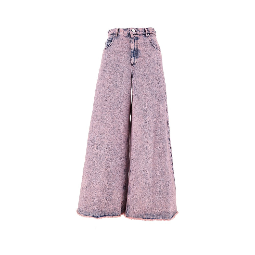 Marbled denim wide leg pants