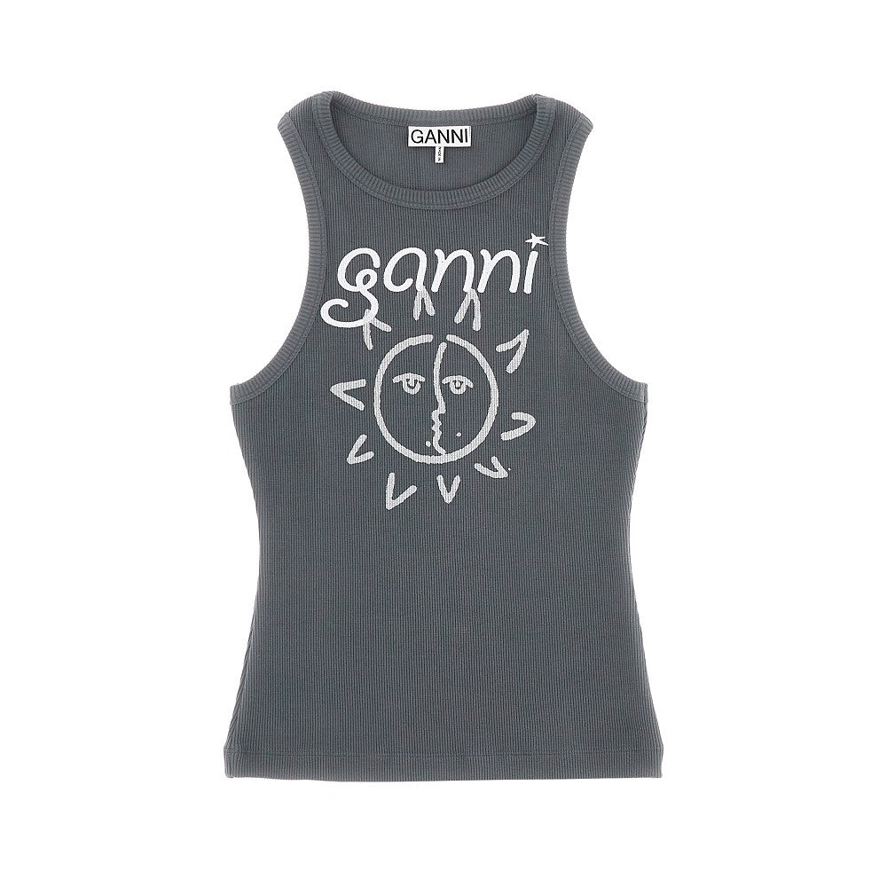 Ribbed tank top with logo print