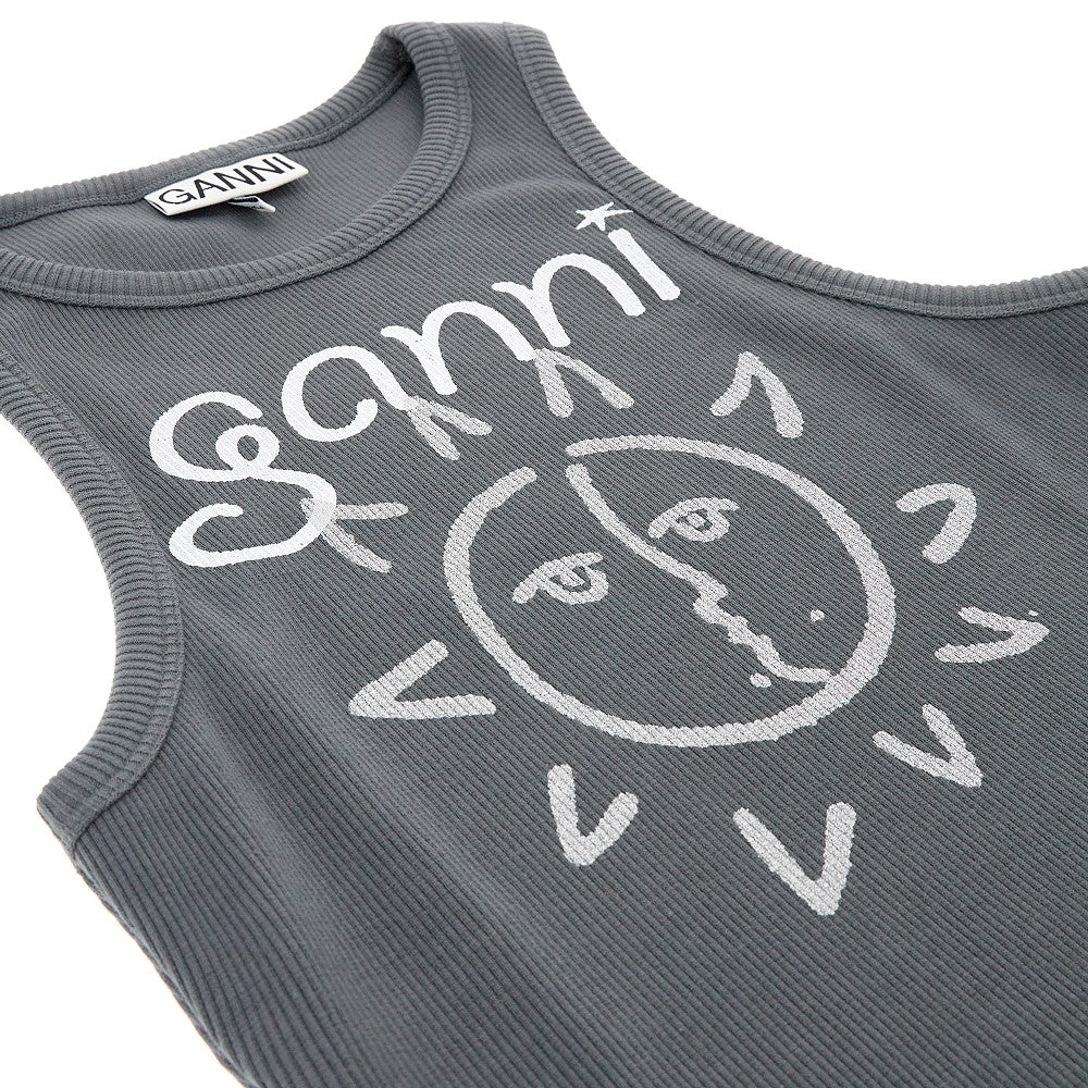 Ribbed tank top with logo print