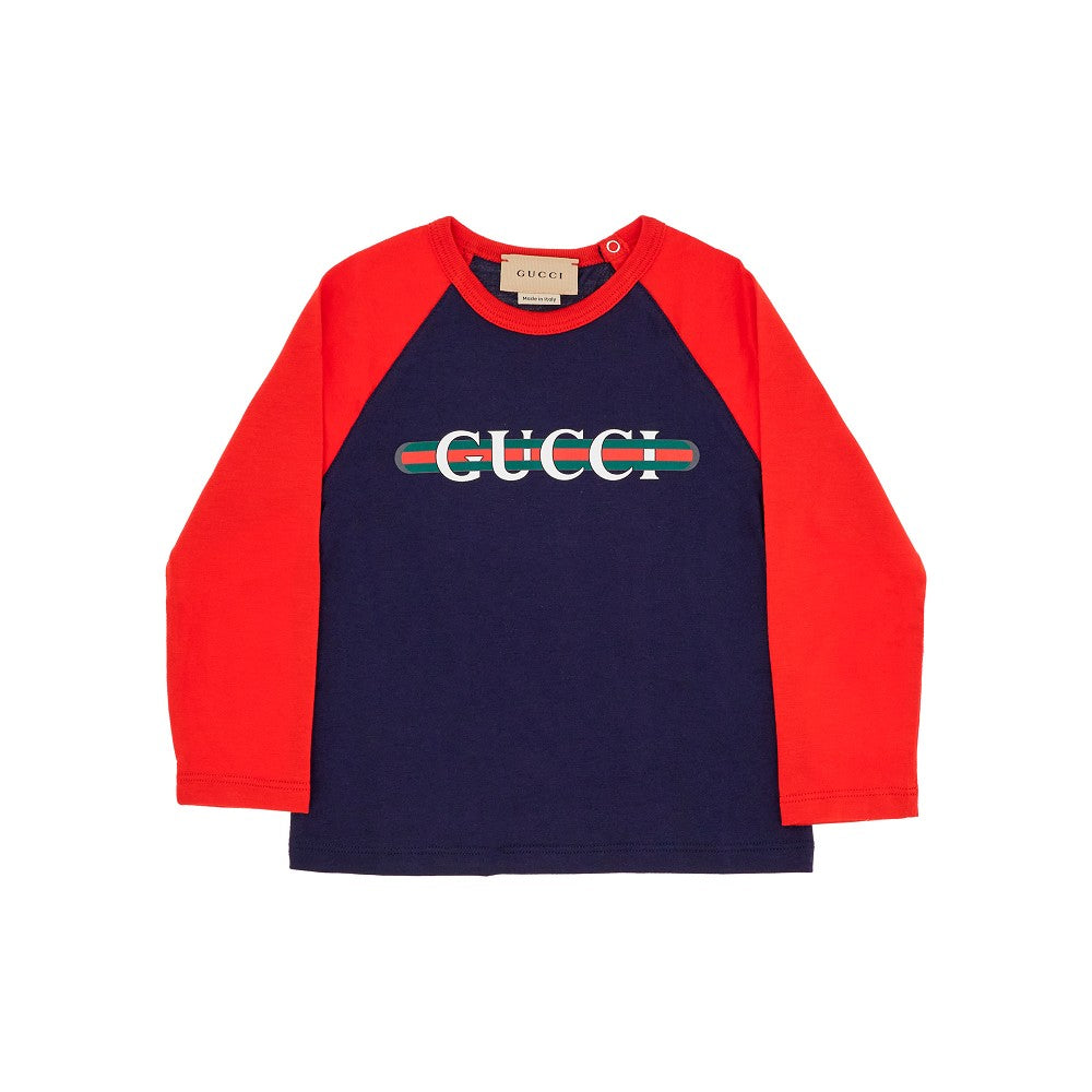 T-shirt a manica lunga con stampa Gucci Web