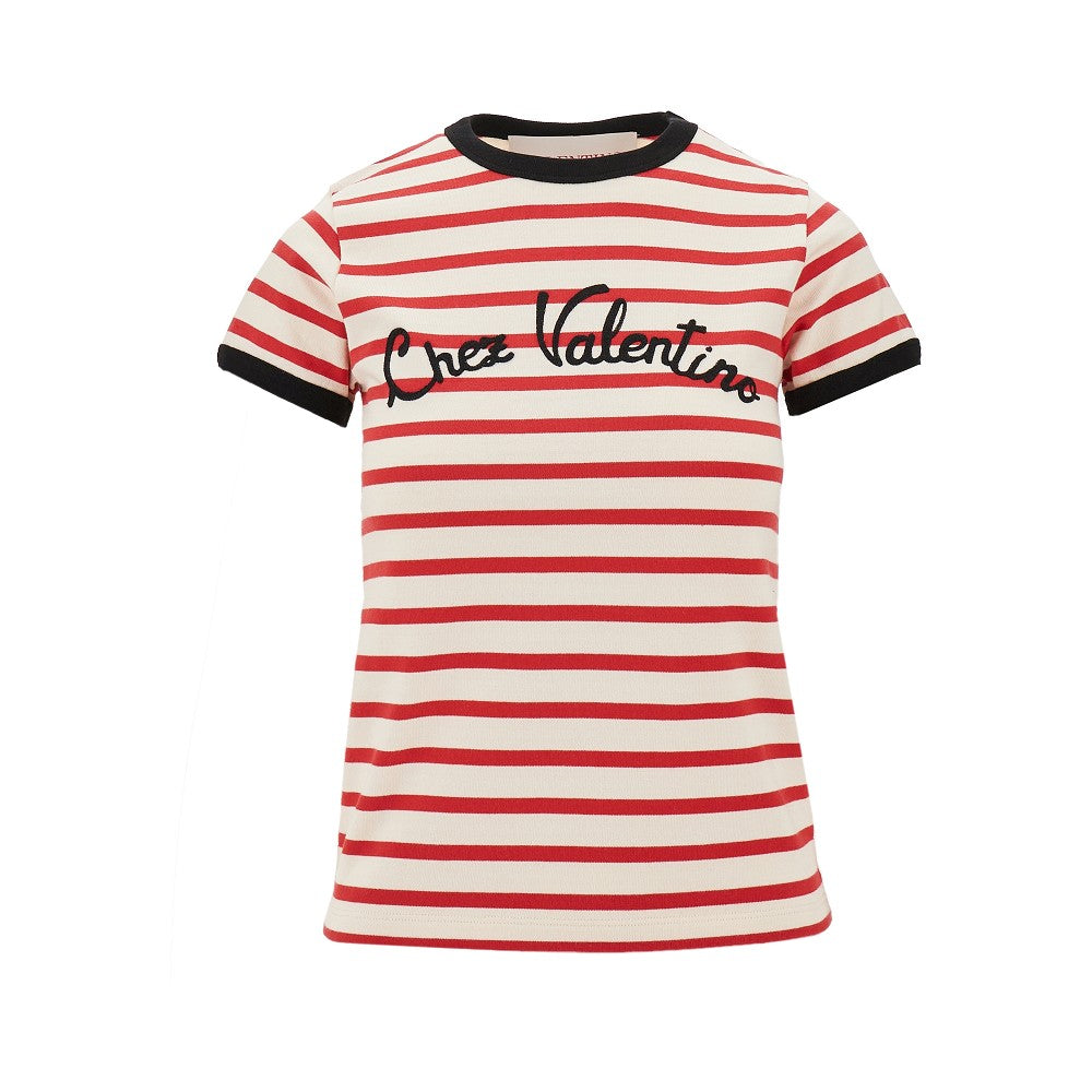 T-shirt con ricamo &#39;Chez Valentino&#39;