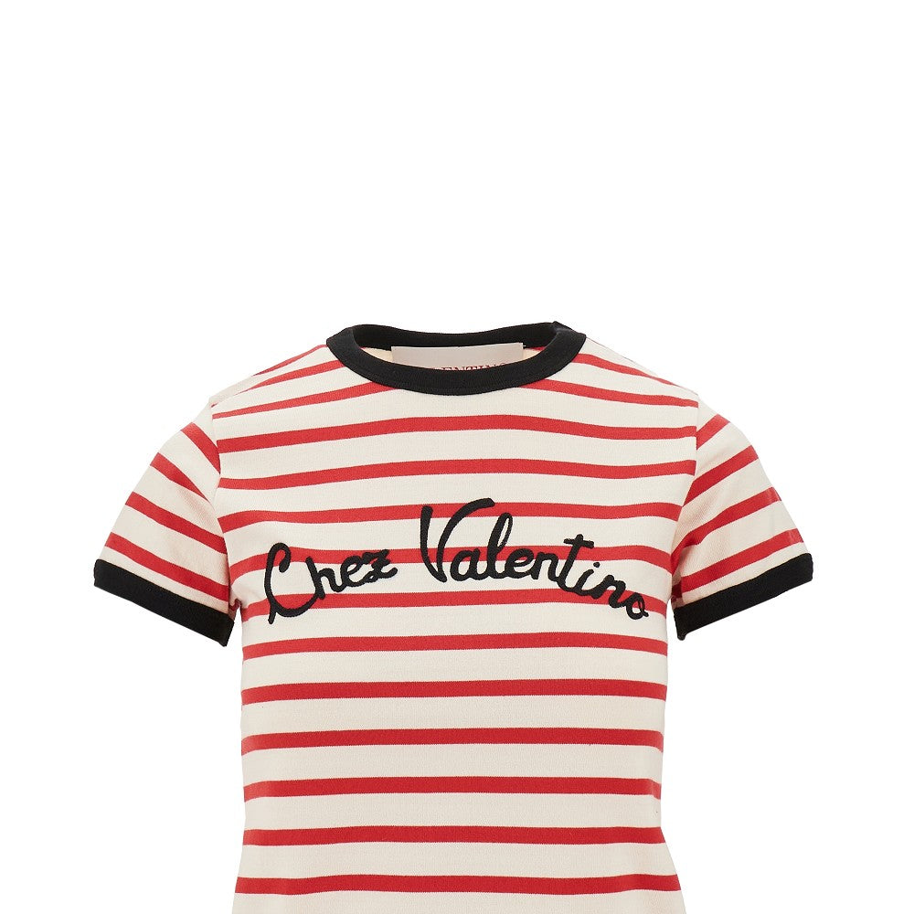 T-shirt con ricamo &#39;Chez Valentino&#39;