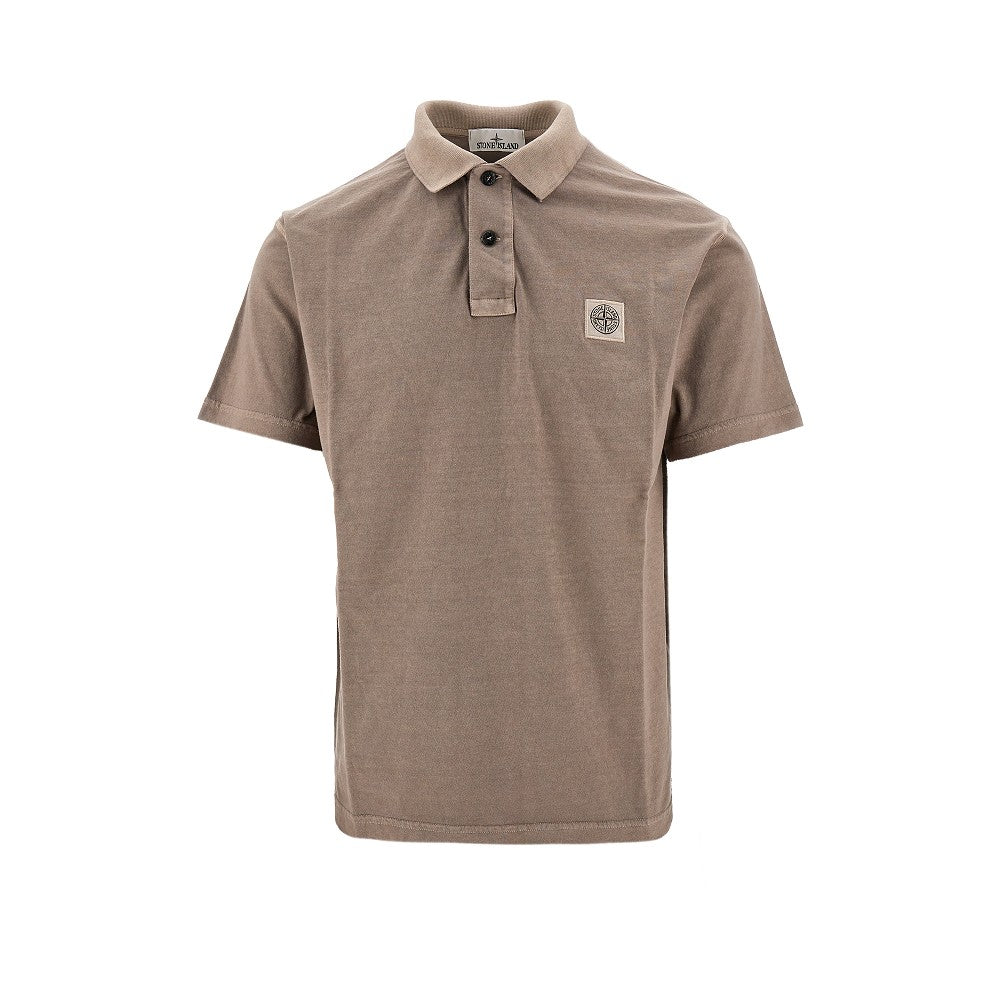 Jersey polo shirt with logo patch