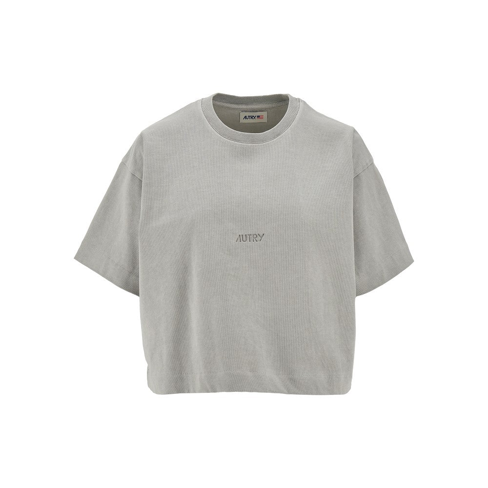 Cropped T-shirt with debossed logo