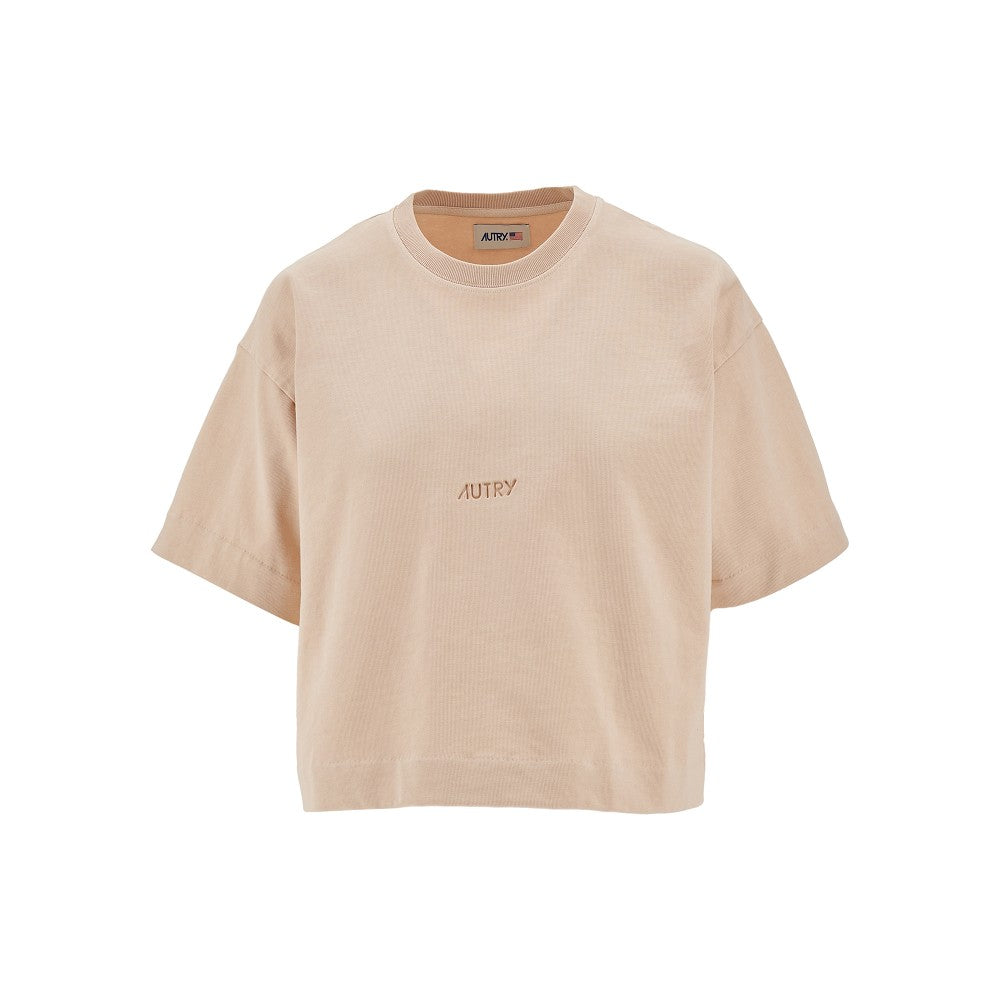 Cropped T-shirt with debossed logo