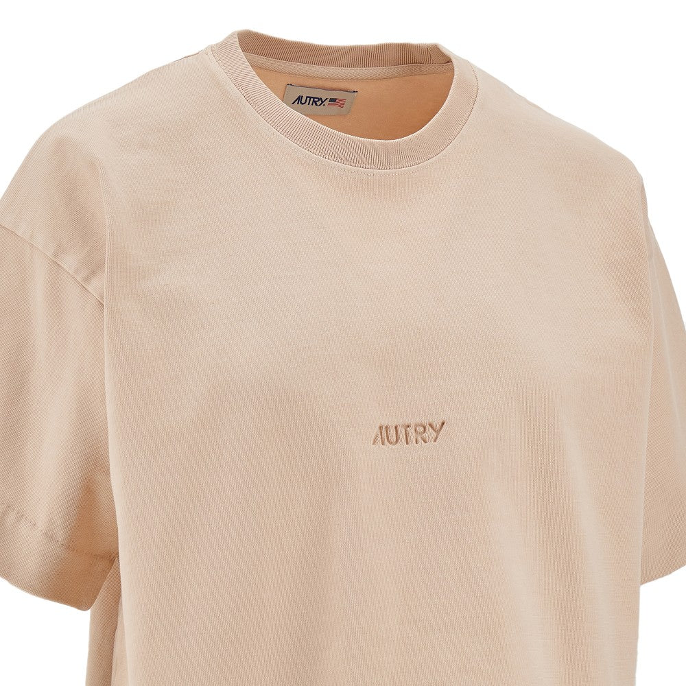 Cropped T-shirt with debossed logo