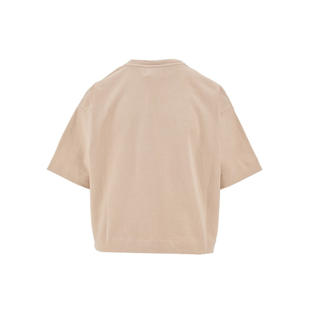 Cropped T-shirt with debossed logo