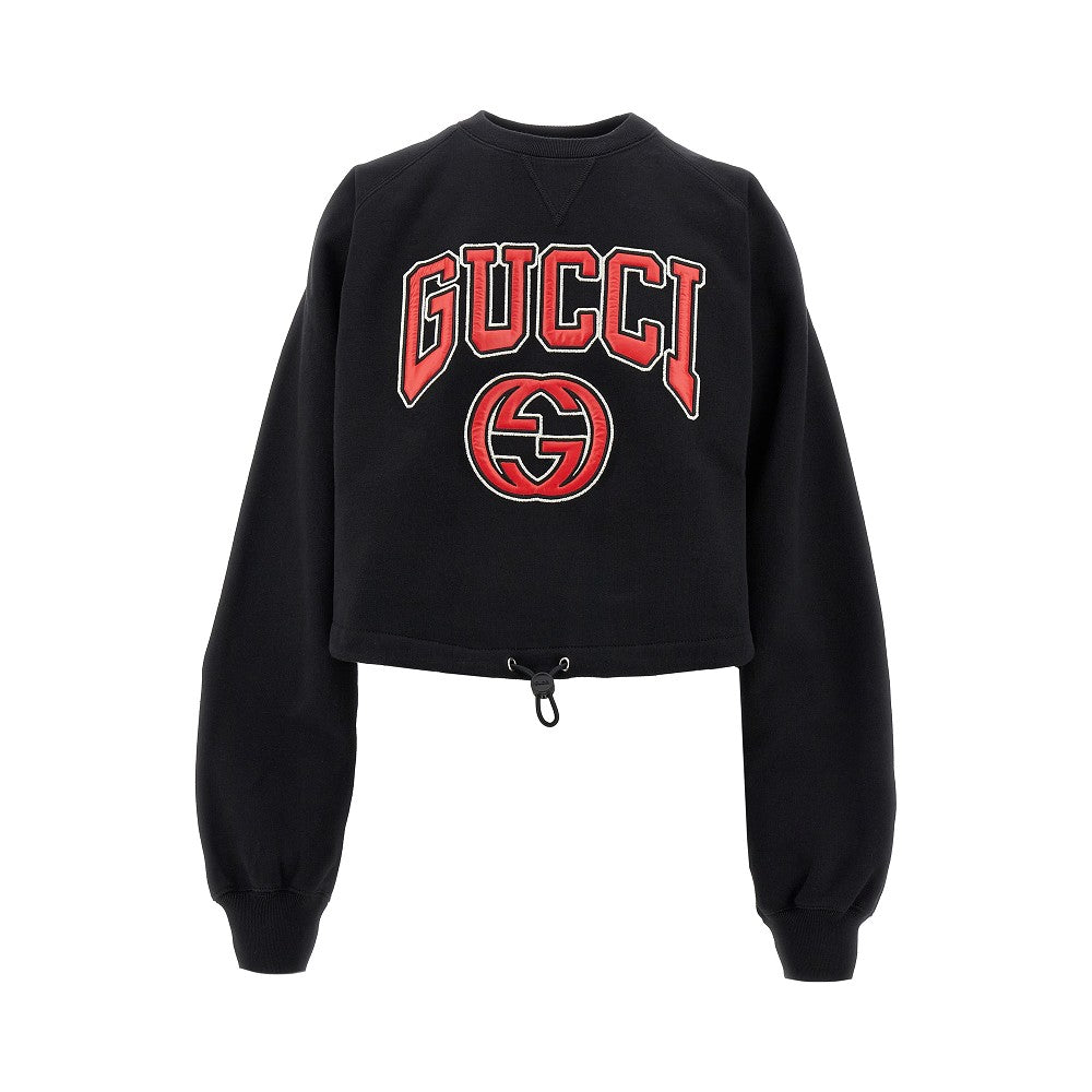 Felpa cropped con logo stile college