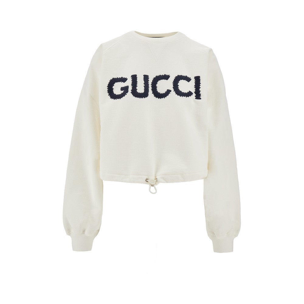 Logo embroidery cropped sweatshirt