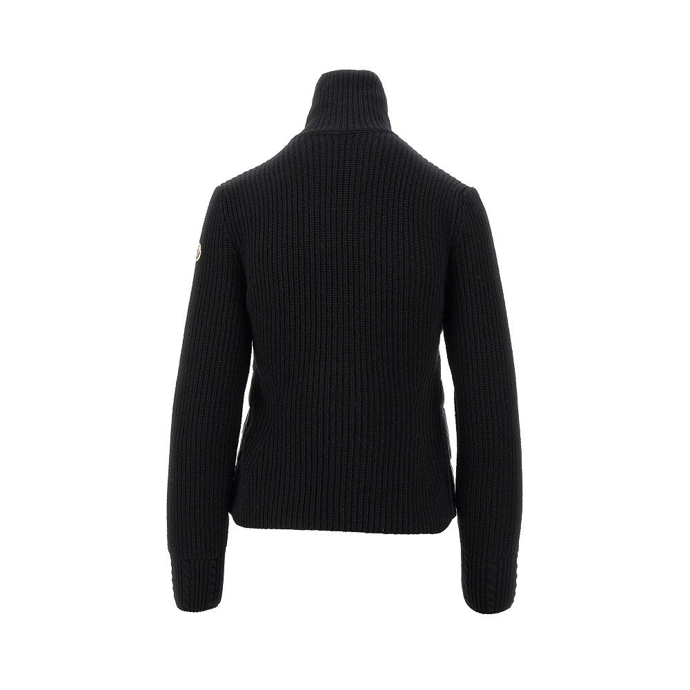 Padded nylon and wool full-zip cardigan