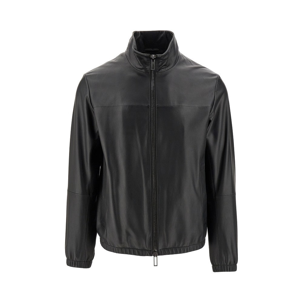 Nappa leather full-zip blouson jacket