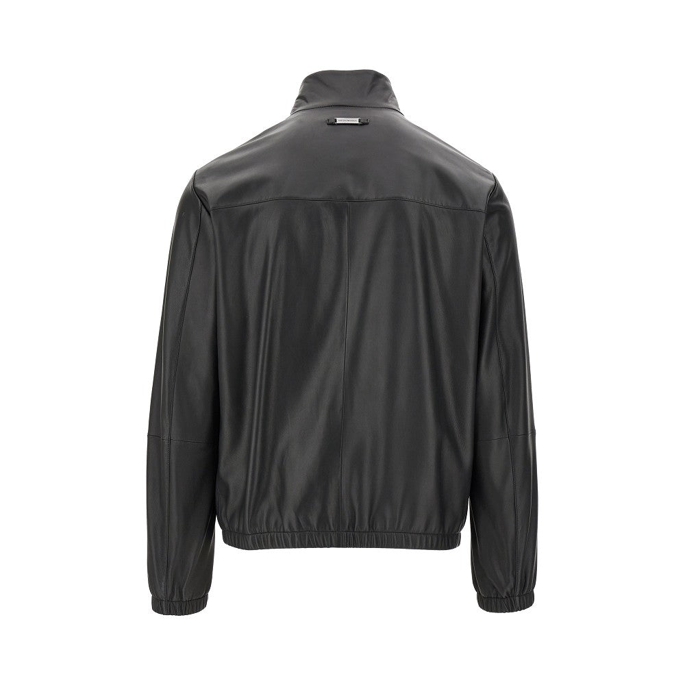 Nappa leather full-zip blouson jacket