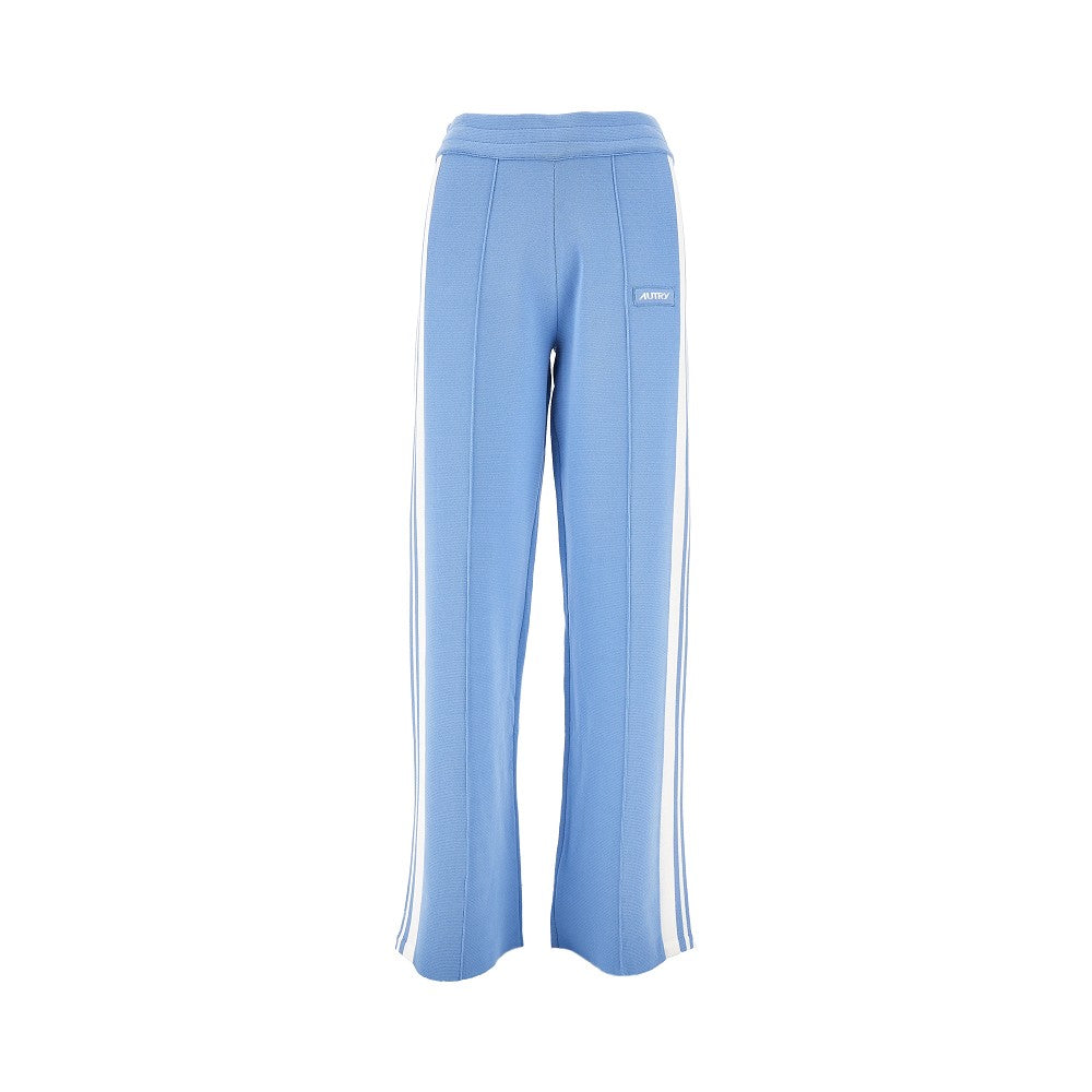 Wide-leg knitted jogging pants