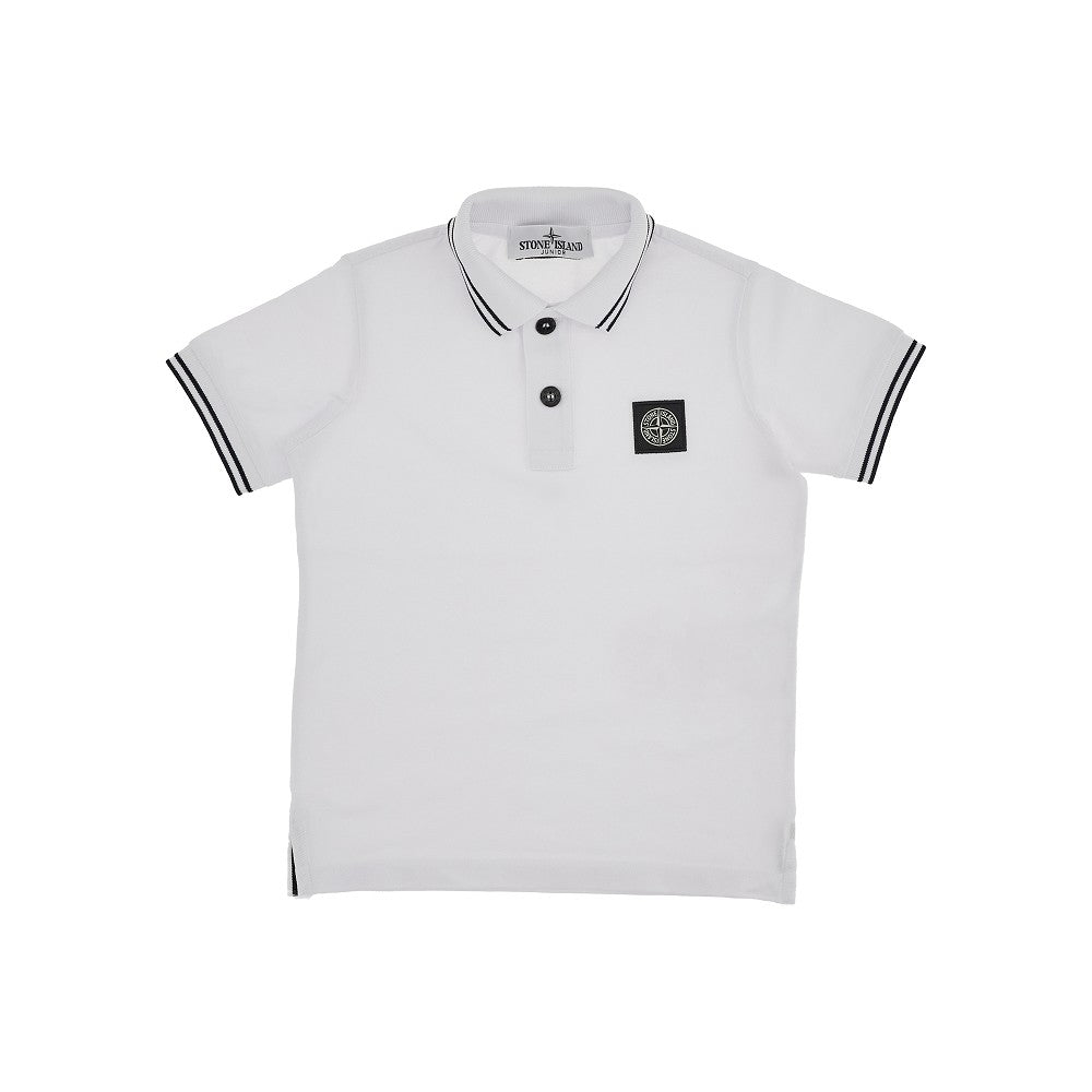 Polo in piquet stretch con patch logo