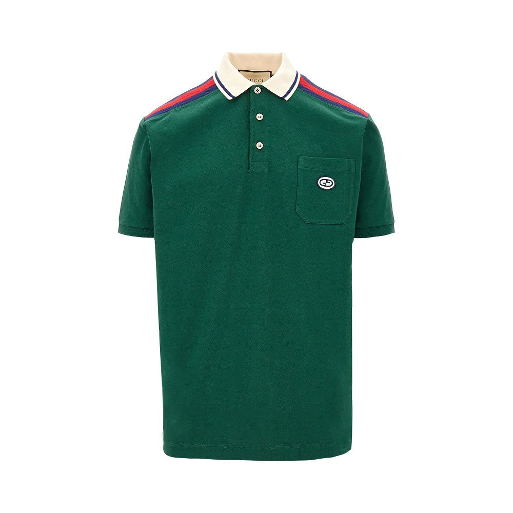 Jersey polo shirt with Web inserts and logo