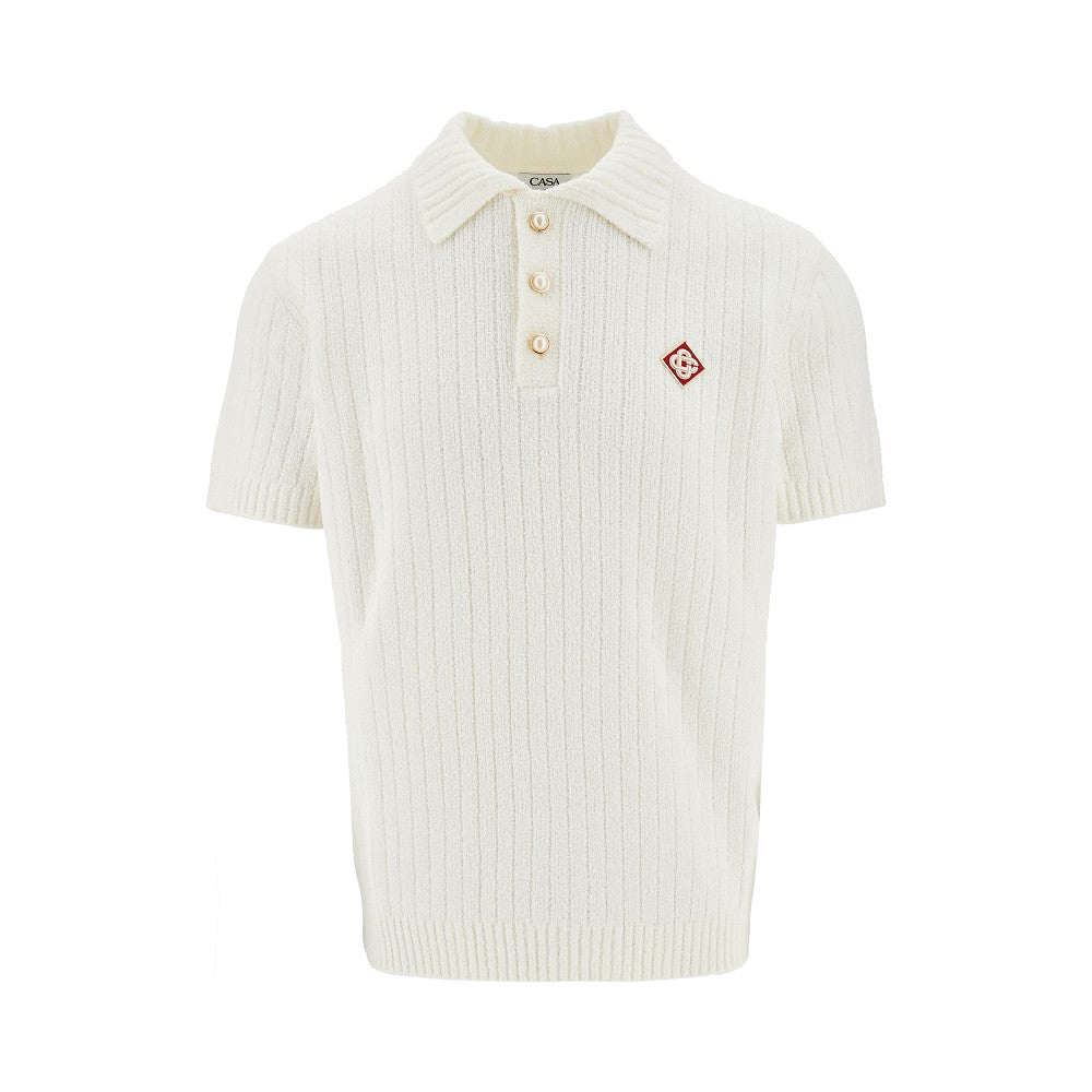 Bouclé knitted polo shirt