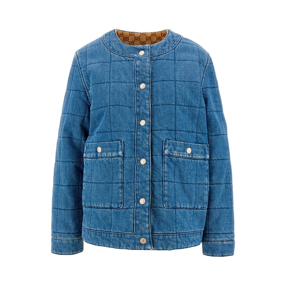 Denim and GG fabric reversible jacket