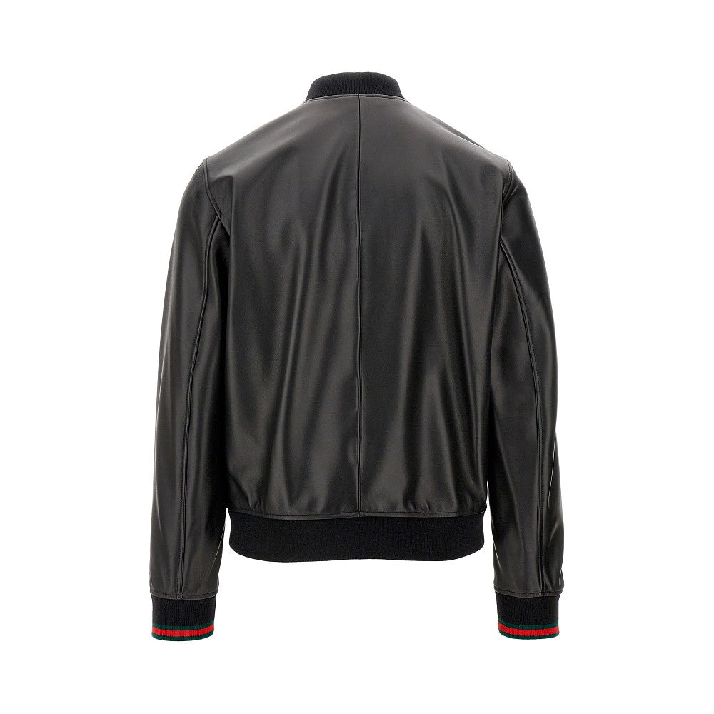 Nappa leather bomber jacket with logo